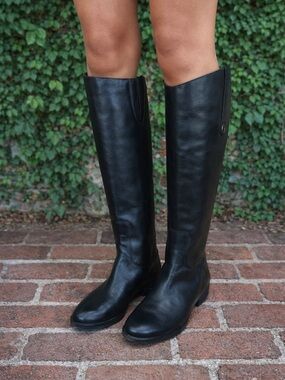 SAM EDELMAN Penny Black Leather Riding Boots, 7.5/37.5